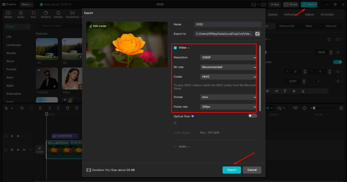 Export your video from CapCut