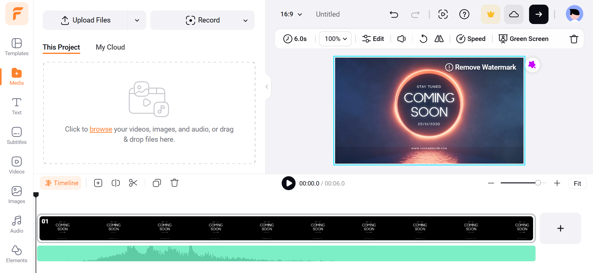 FlexClip video intro interface