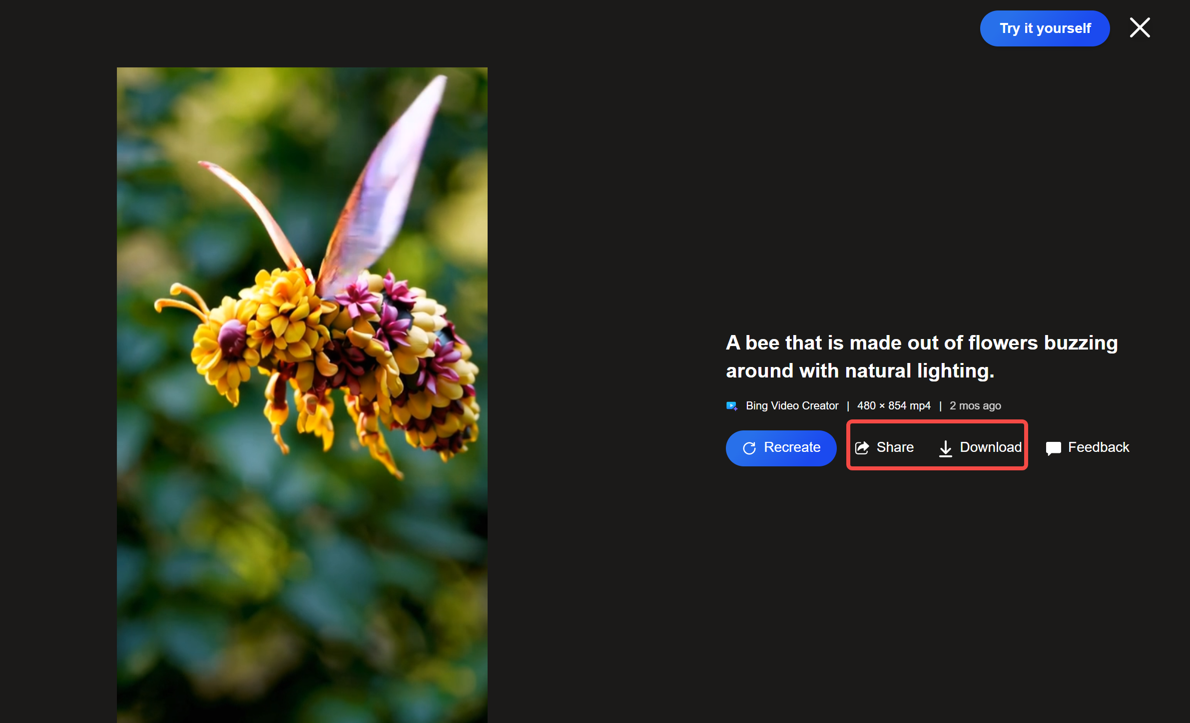 Generate and refine your video on Bing