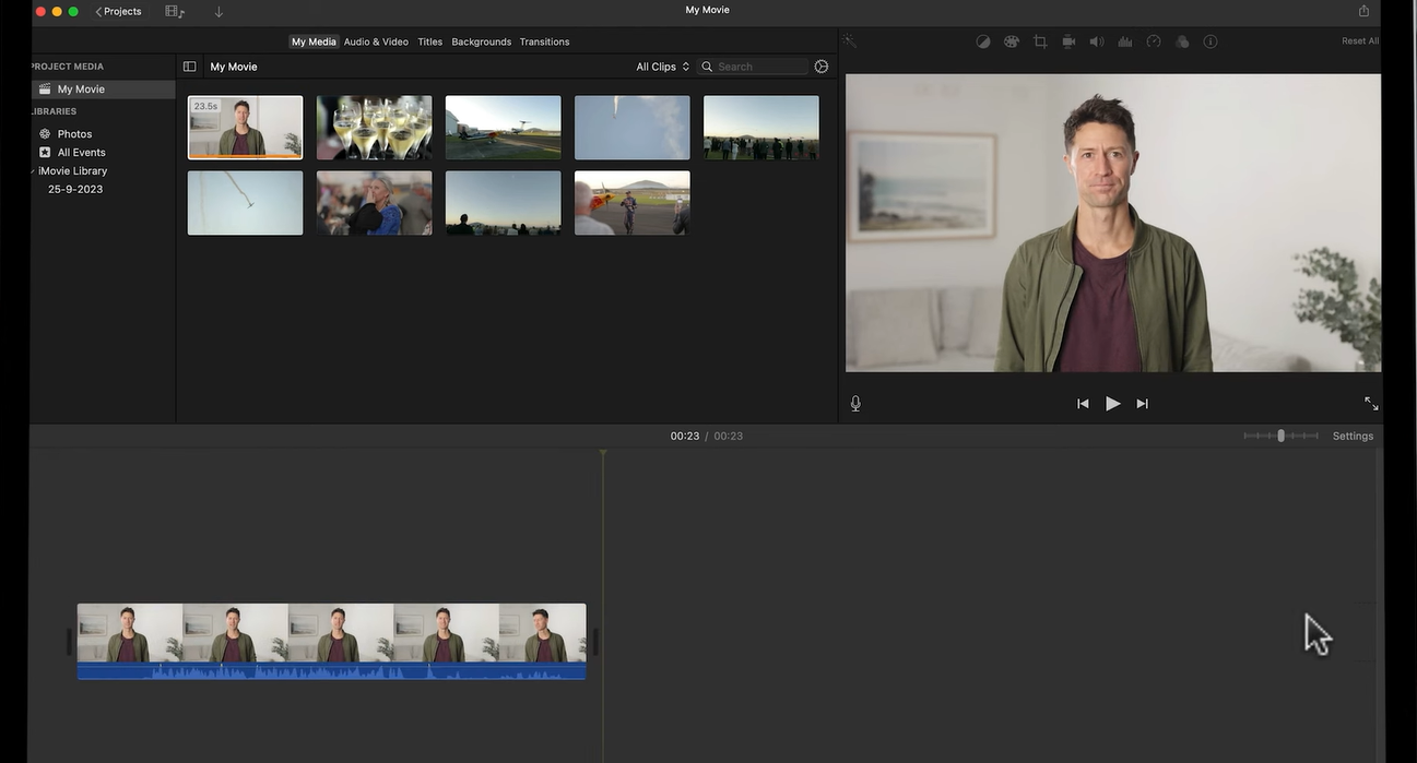 Image showing how to add a screen recording to iMovie's timeline
