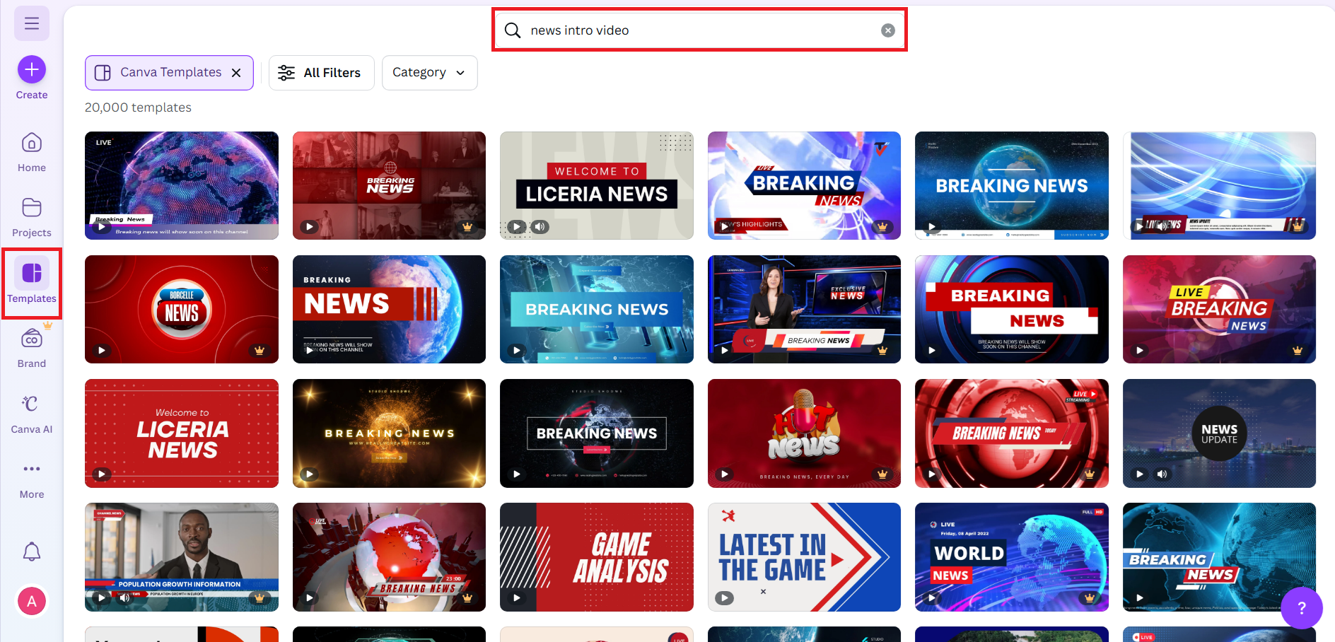 適切なテンプレートを探す