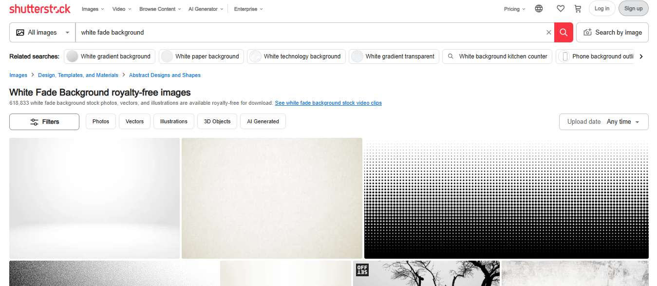 Shutterstock felület
