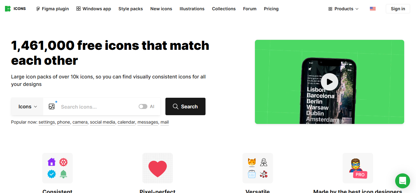 Icons8 interface