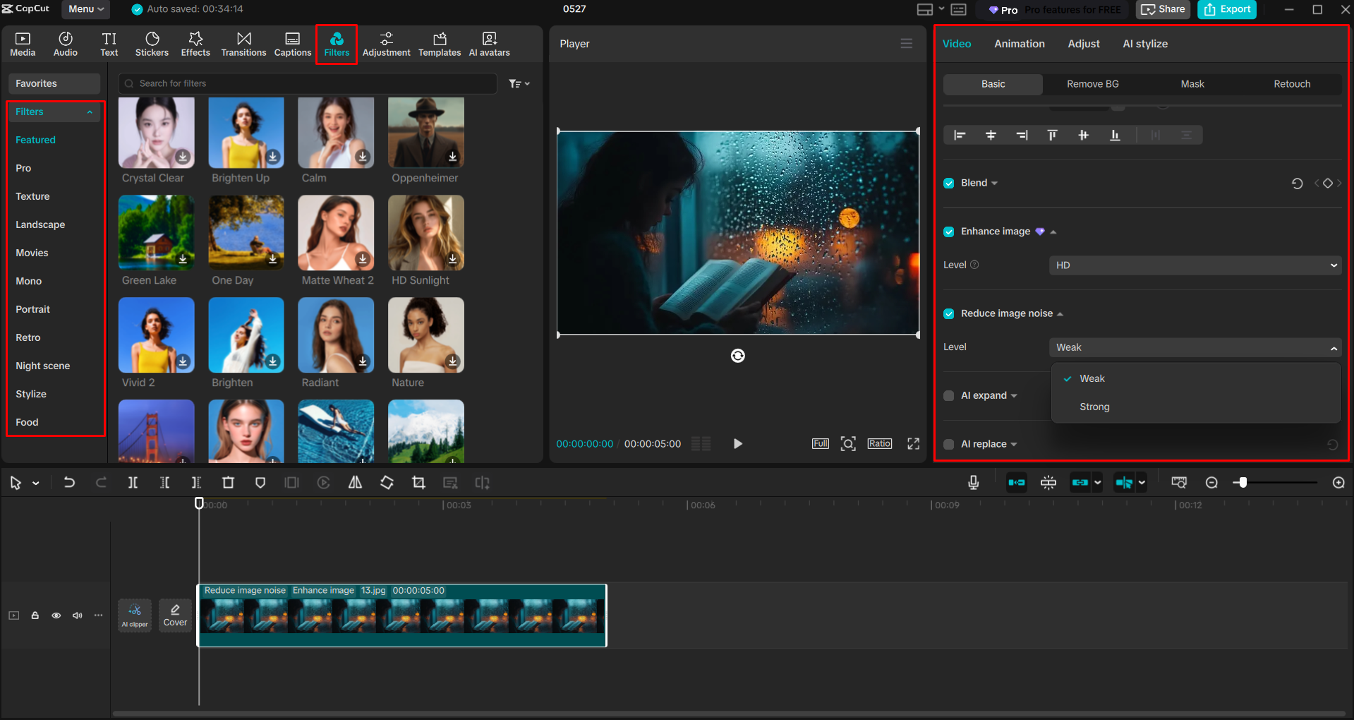 Verbessern eines Bildes mit KI-Tools im CapCut Desktop-Video-Editor