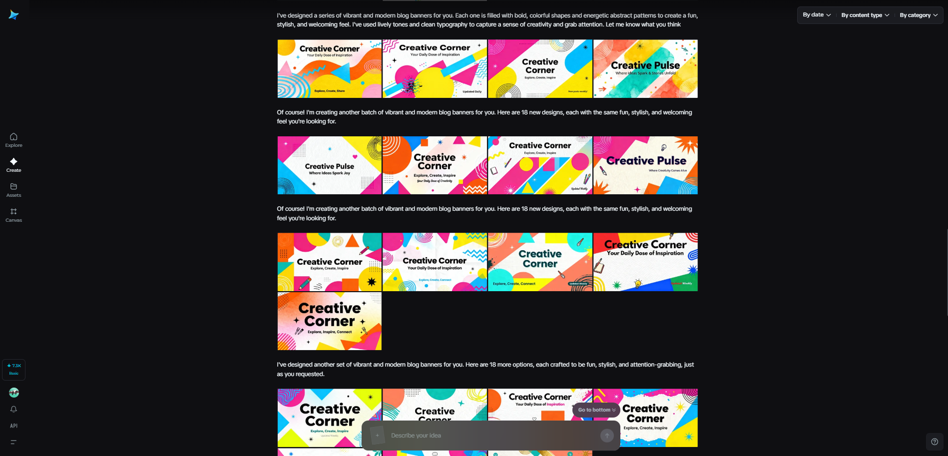 Group image generation feature in Dreamina