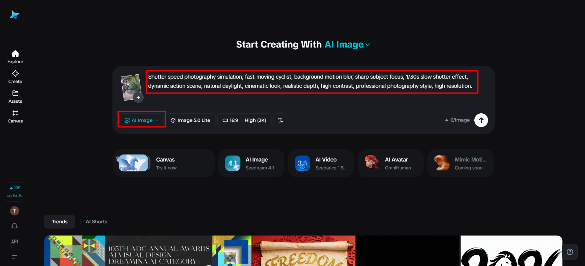 Muat naik imej rujukan dan tambah gesaan teks