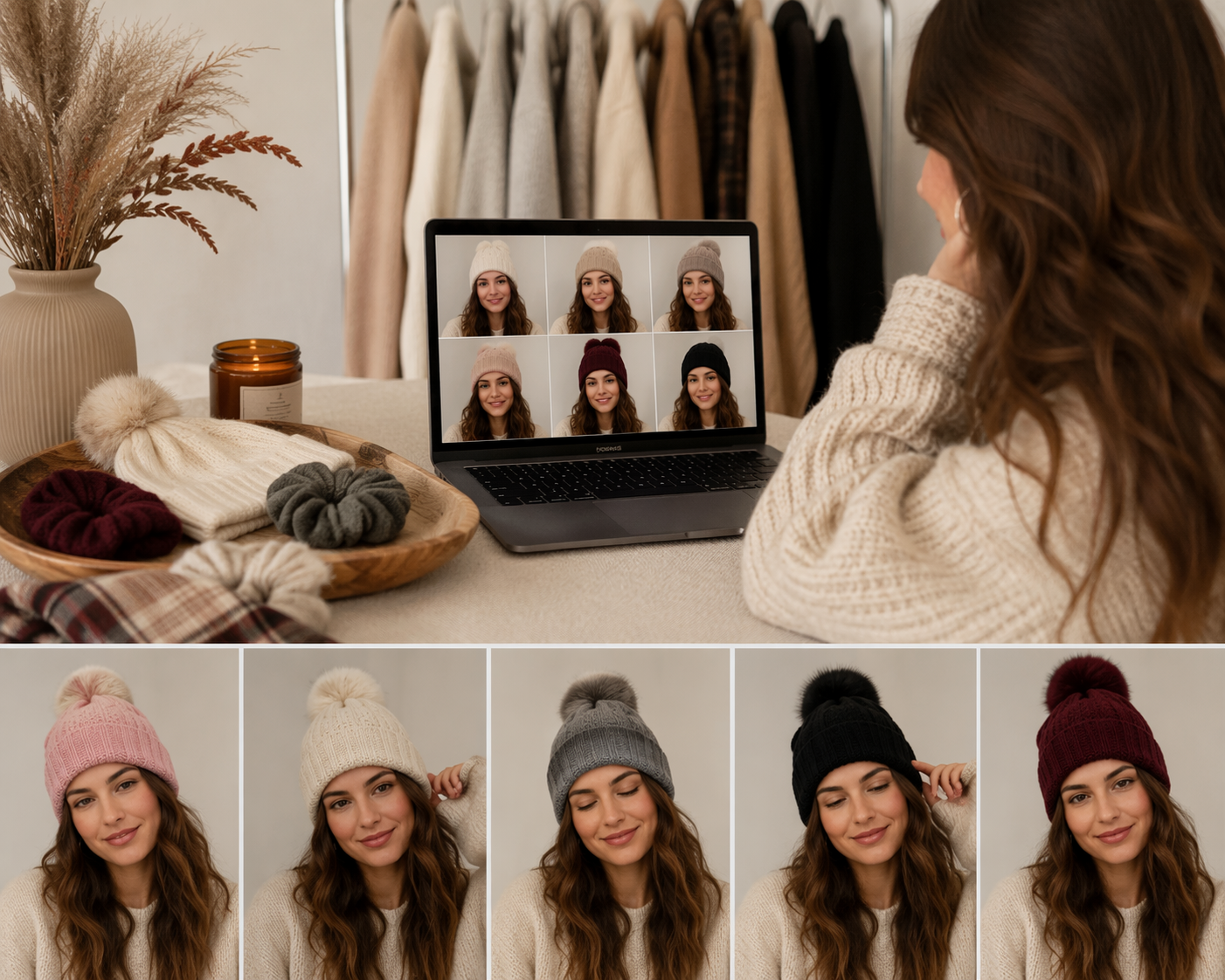 Dreamina virtuelle Mütze Probieren Sie auf Prompt Beispiel 3: Neutral Beanie Studio Vorschau