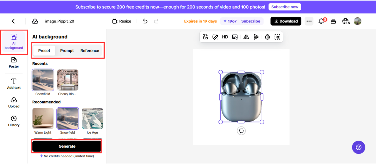 Create your AI ecommerce shopping photo