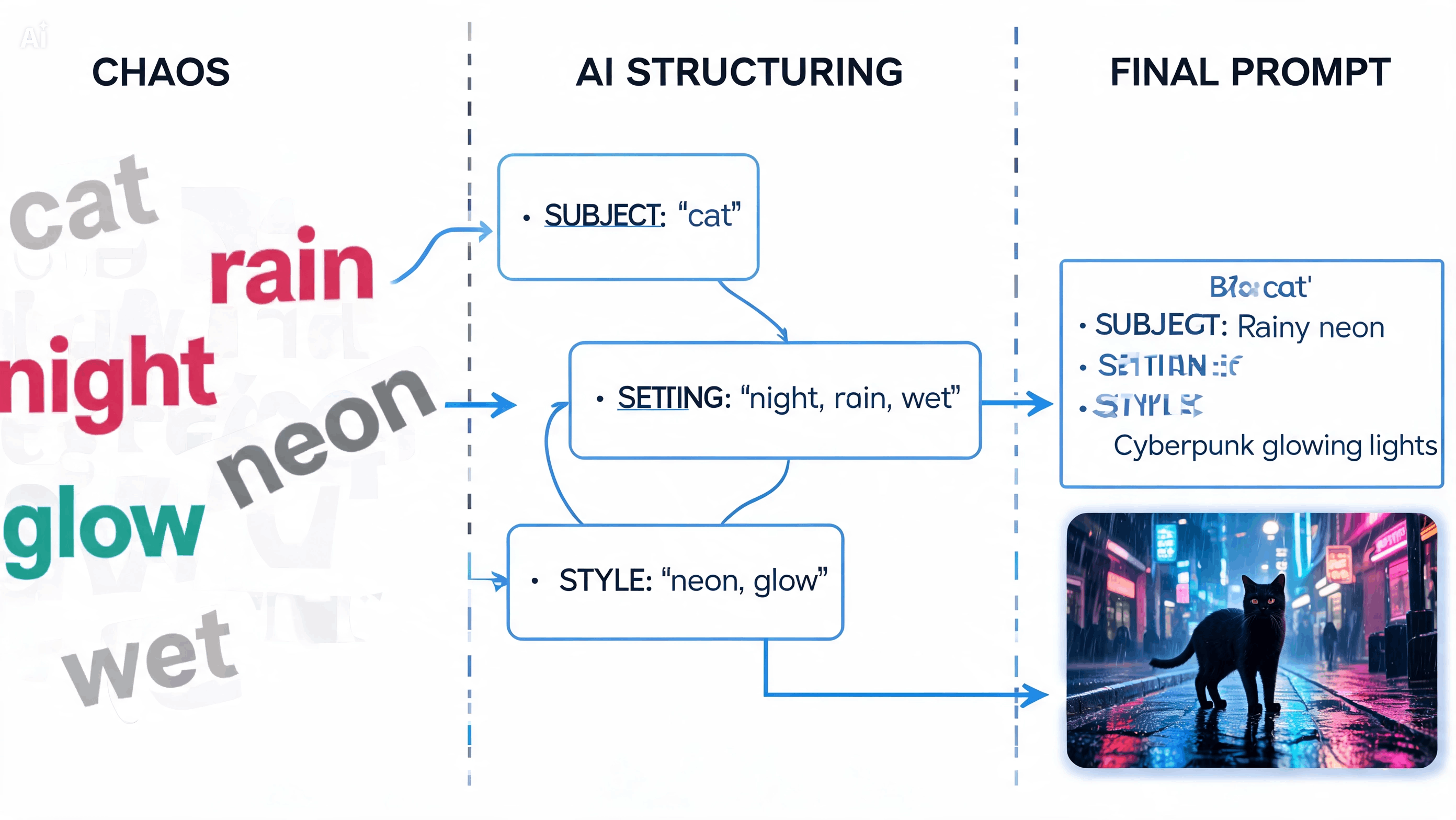 Turn loose ideas into structured image prompts