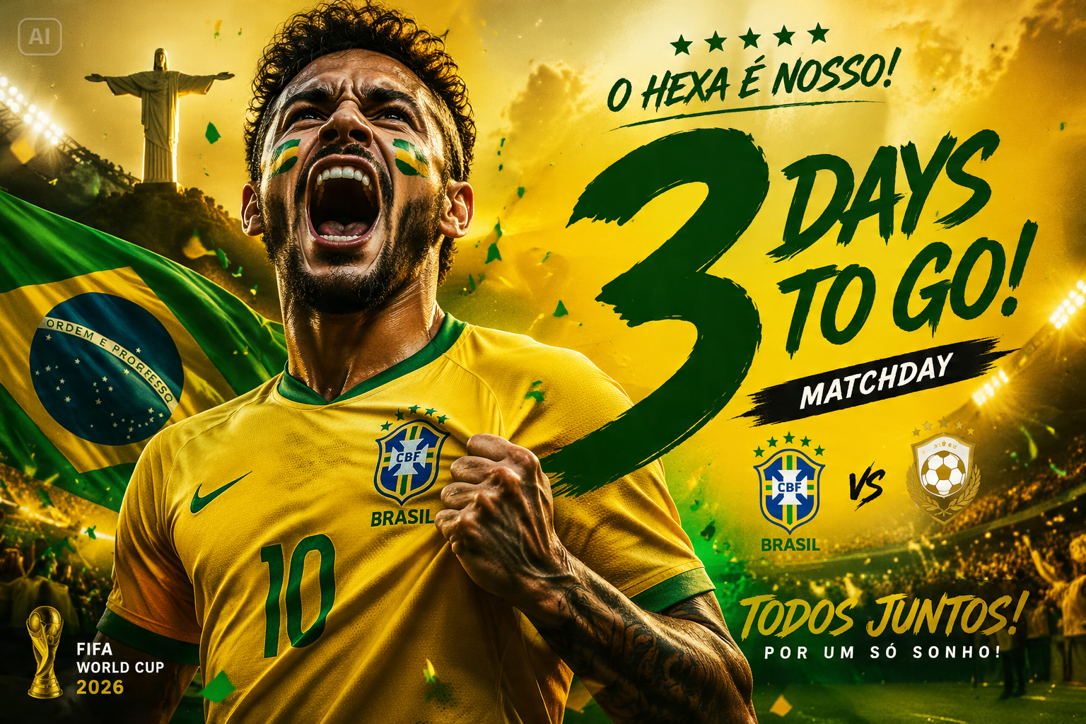Cinematic Brazil Celebration Fan Poster features