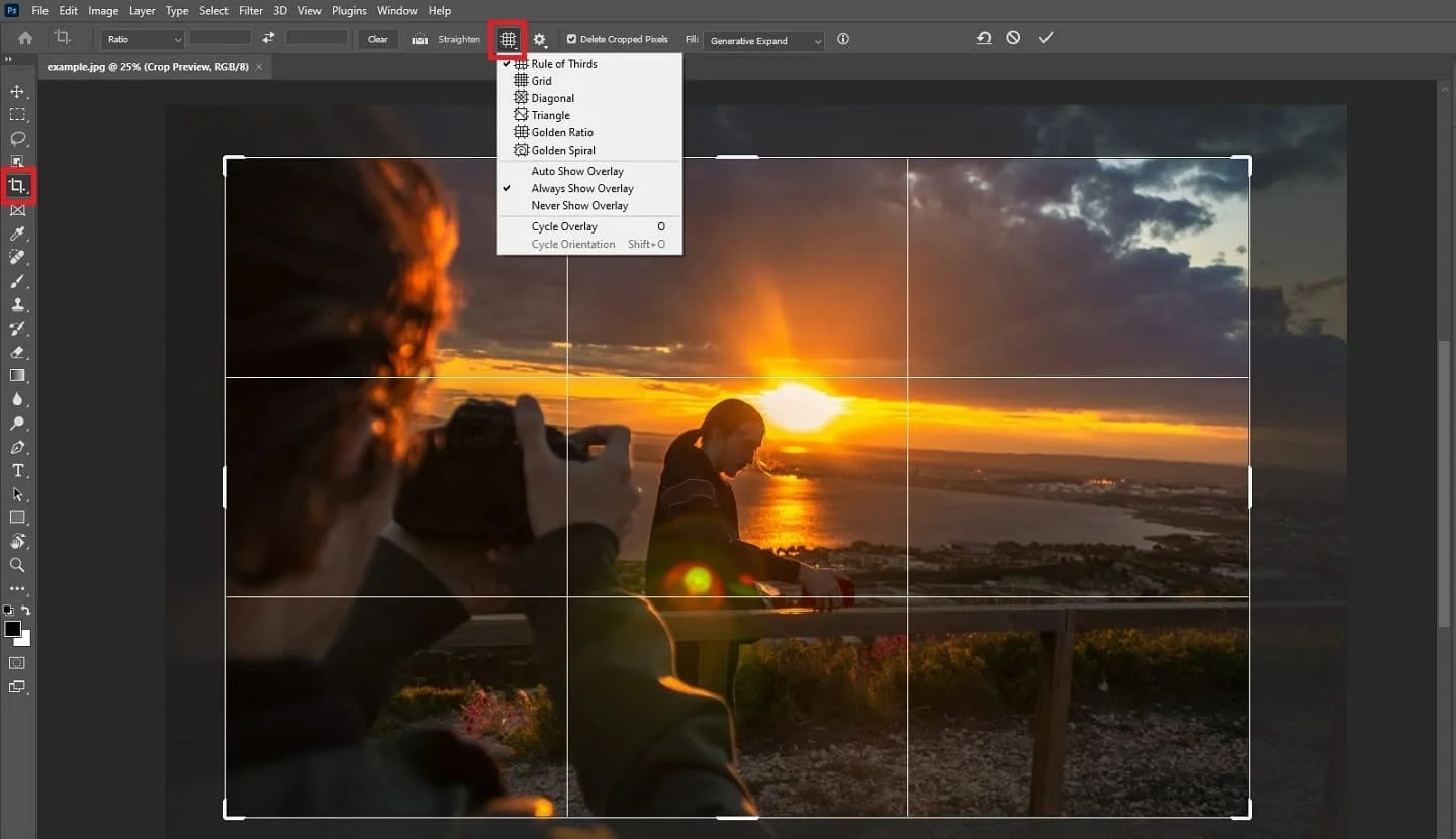 Crop tool in Photoshop