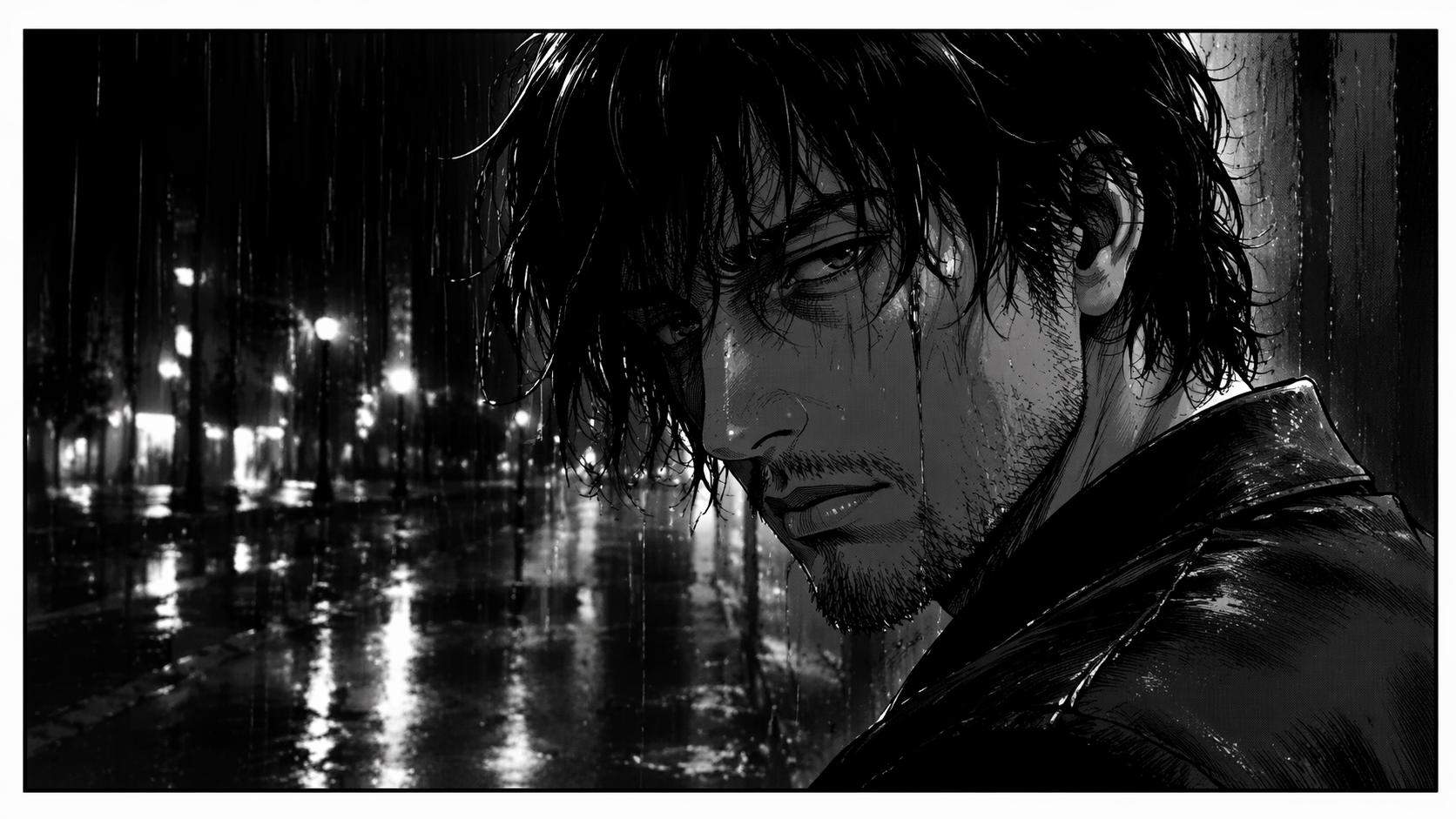 Dreamina manga filter prompt card 4: Potret gelap seinen