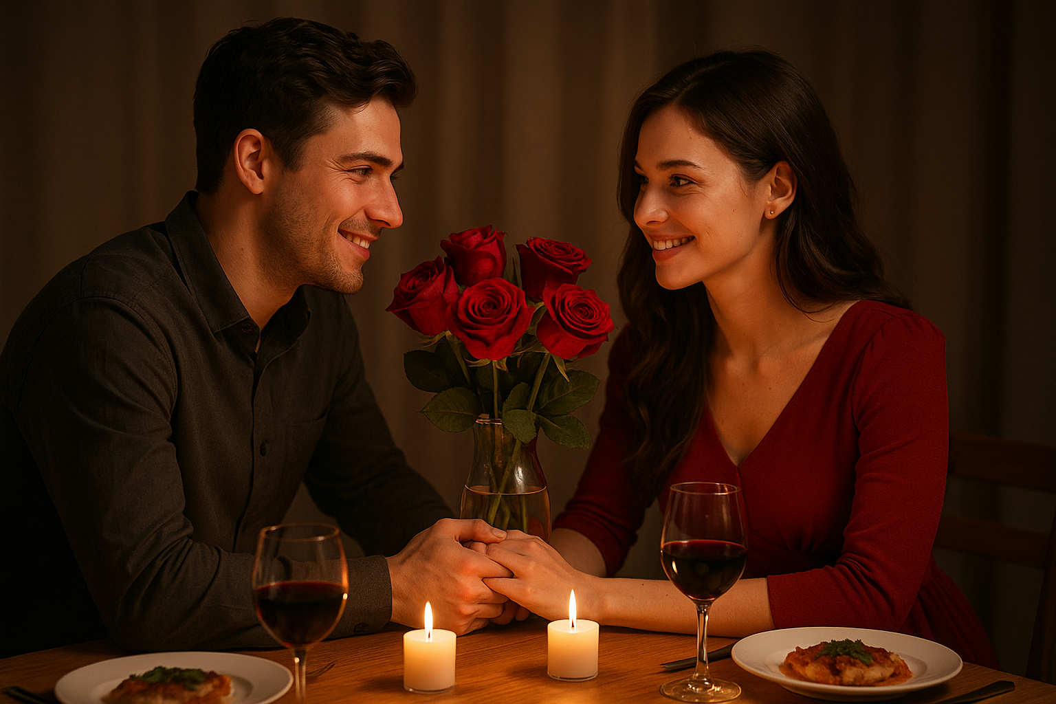 Couple picture having candlelight dinner