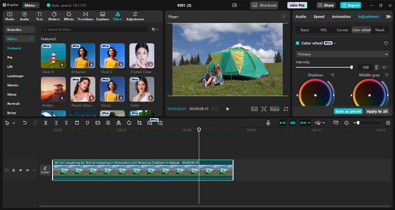 Interface of the CapCut desktop video editor
