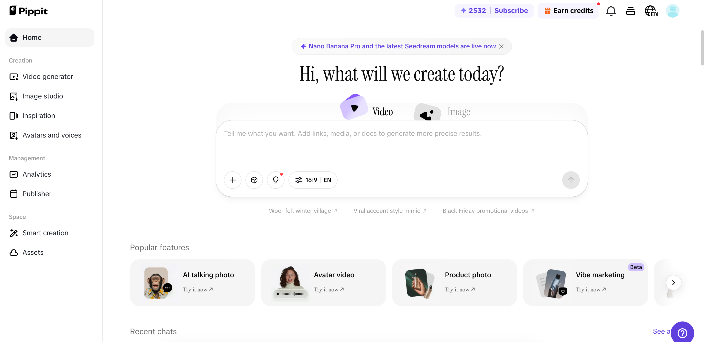 Pippit's main homepage