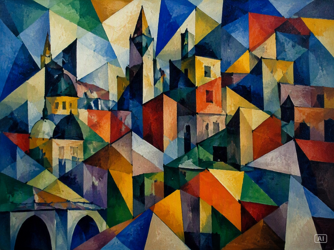 Picasso-style cityscape image generated by Pippit