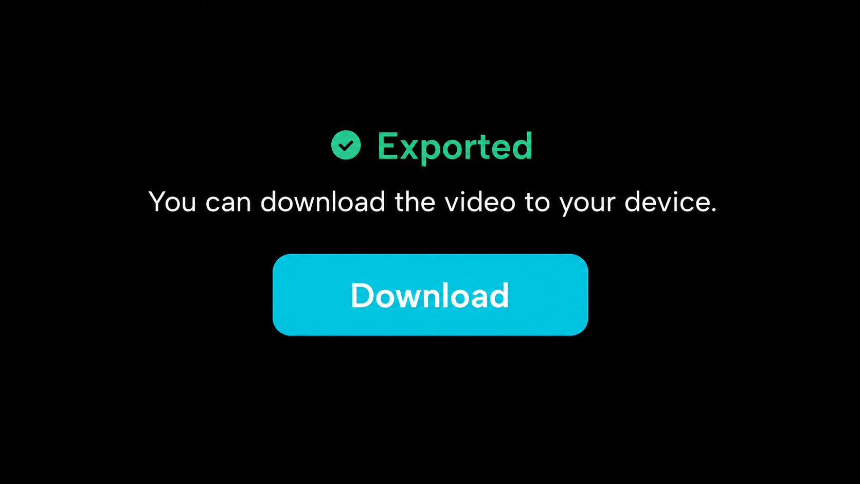 AI-edited view of the actual CapCut Exported state and Download button