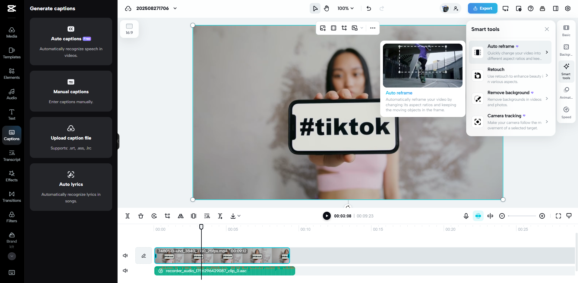 Interface of CapCut Web - an ideal tool for editing social media marketing videos