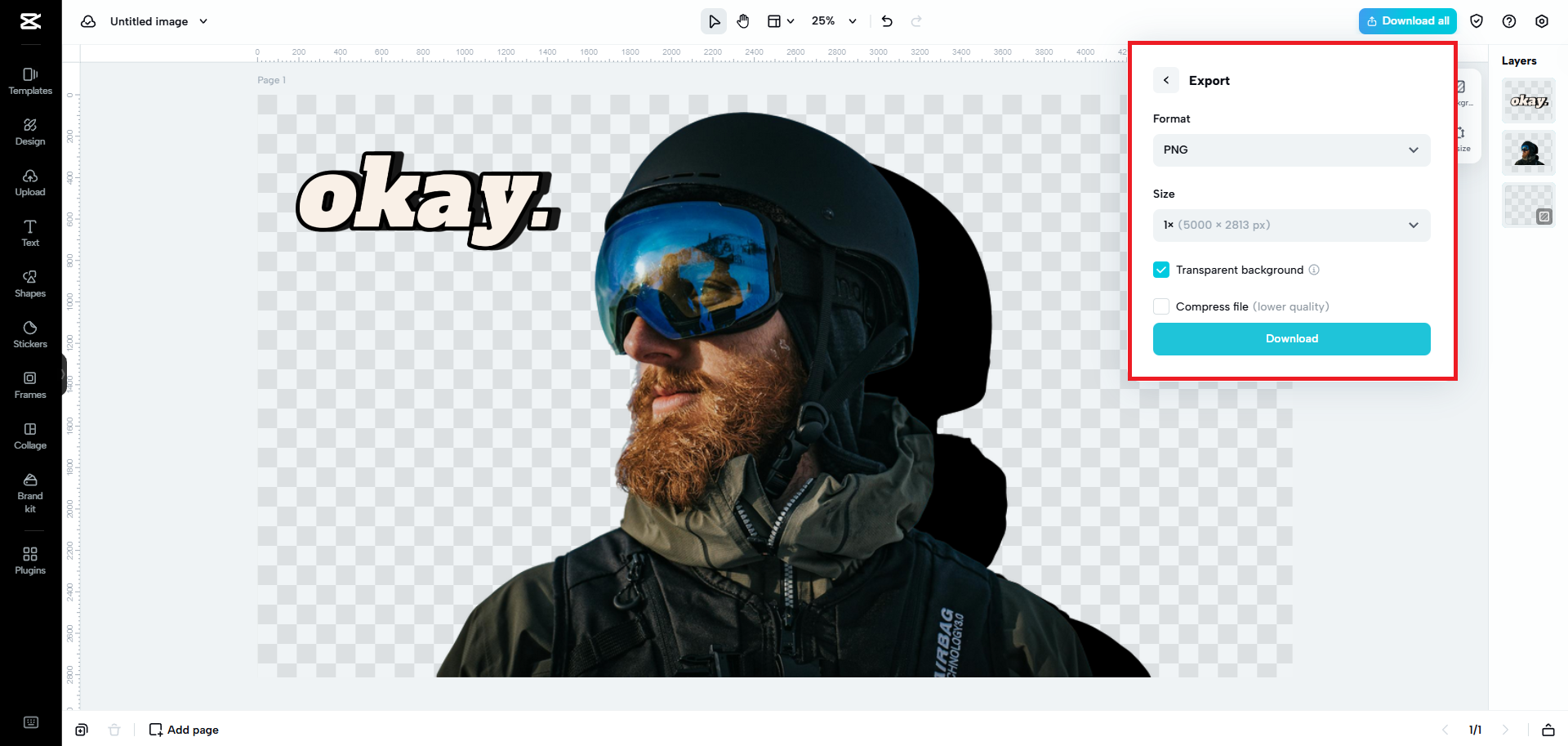 Export your finalized image