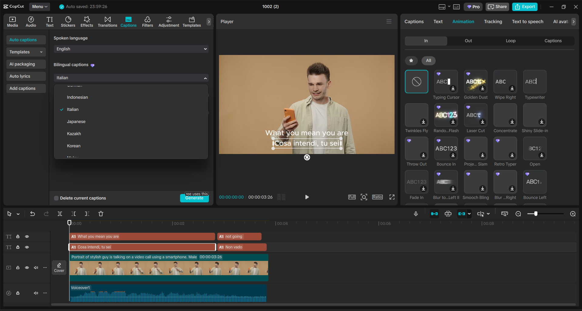 Interface of the CapCut desktop video editor - an easy way to translate video content