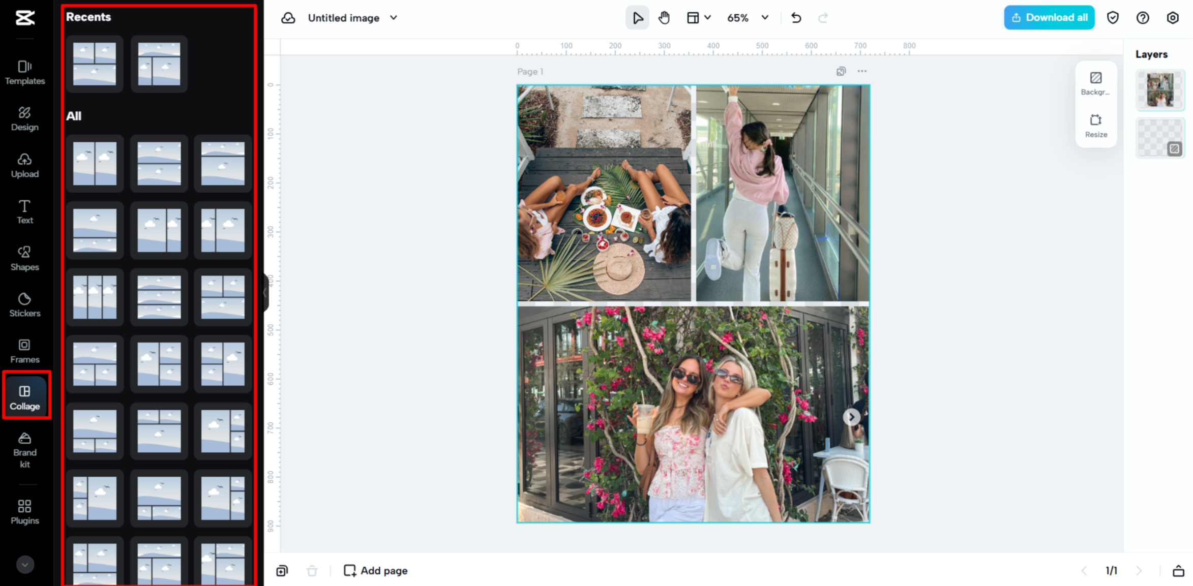 Customizing the photo layout on CapCut Web
