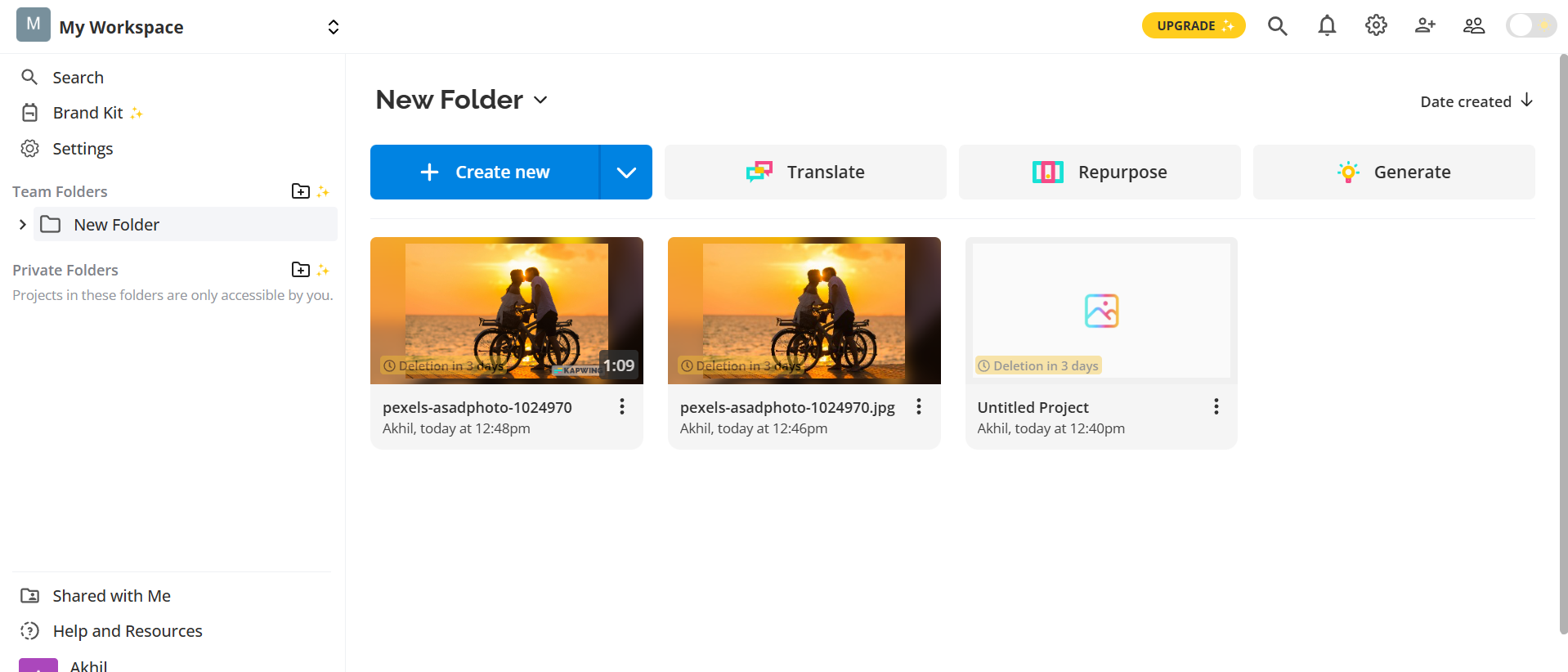 Kapwing homepage