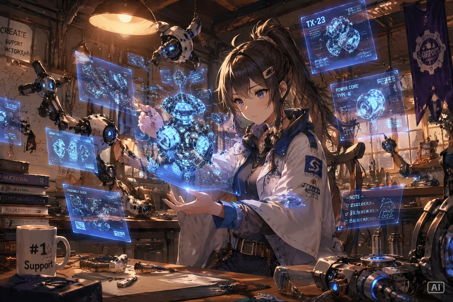 Support gear workshop anime wallpaper generated by Pippit