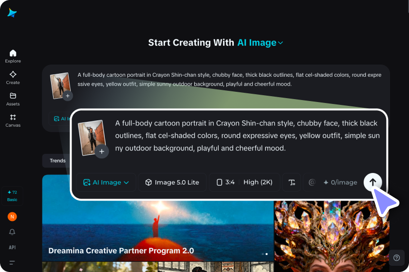 Upload your photo and write a style prompt