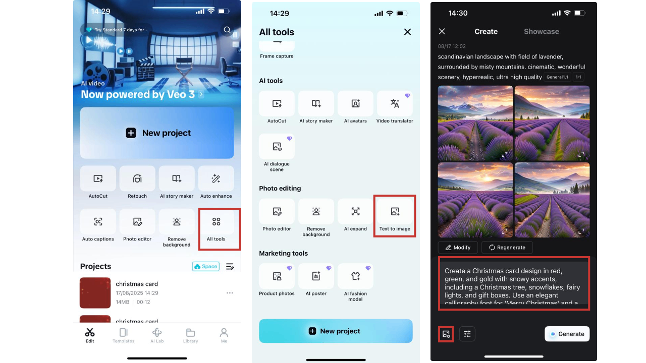 Write your Christmas card design prompt