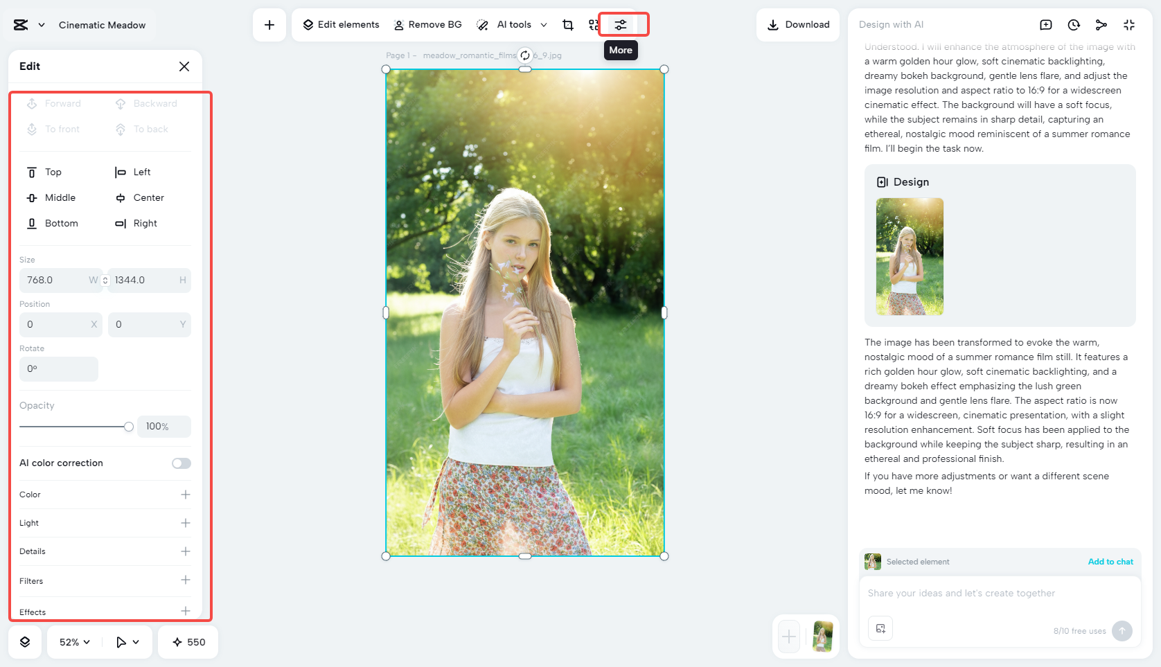 Adjust the photo with diverse tools