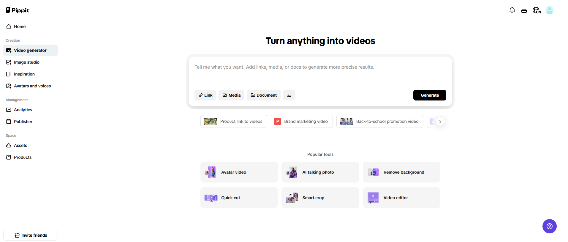 Create videos in seconds