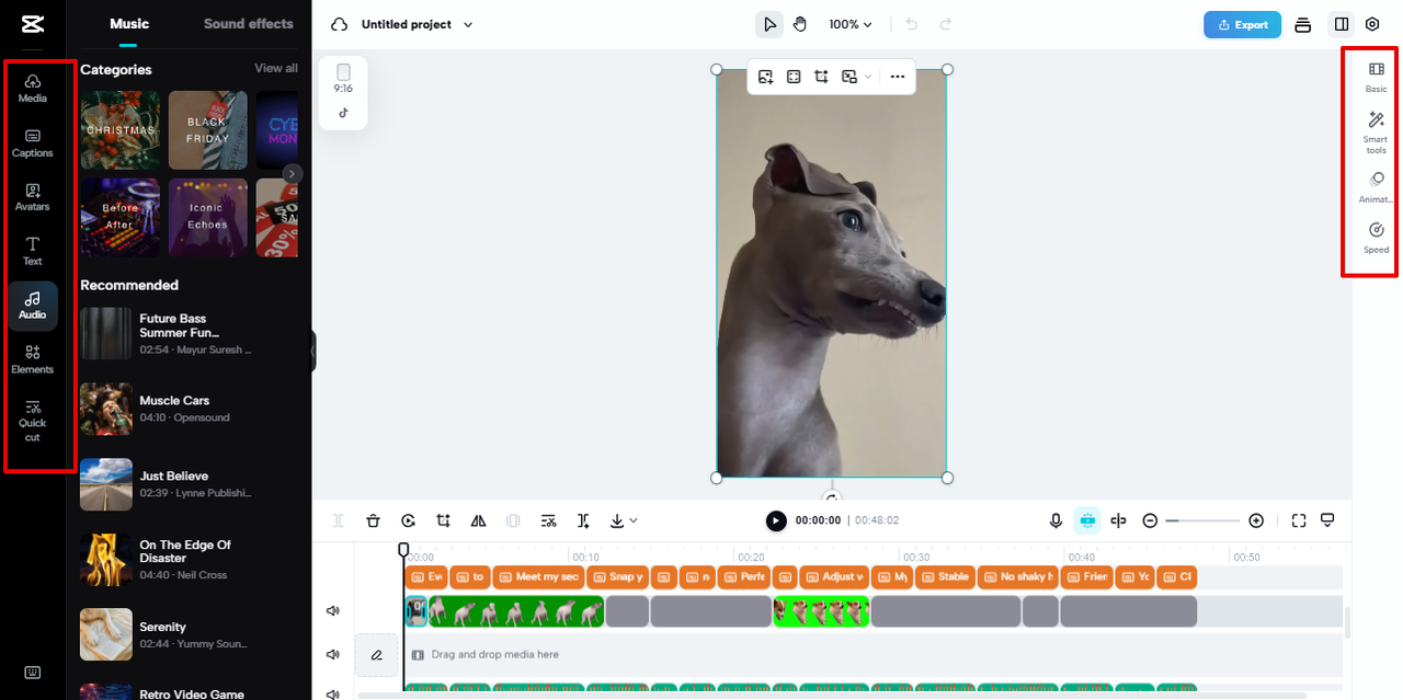 Customizing faceless YouTube video in Pippit