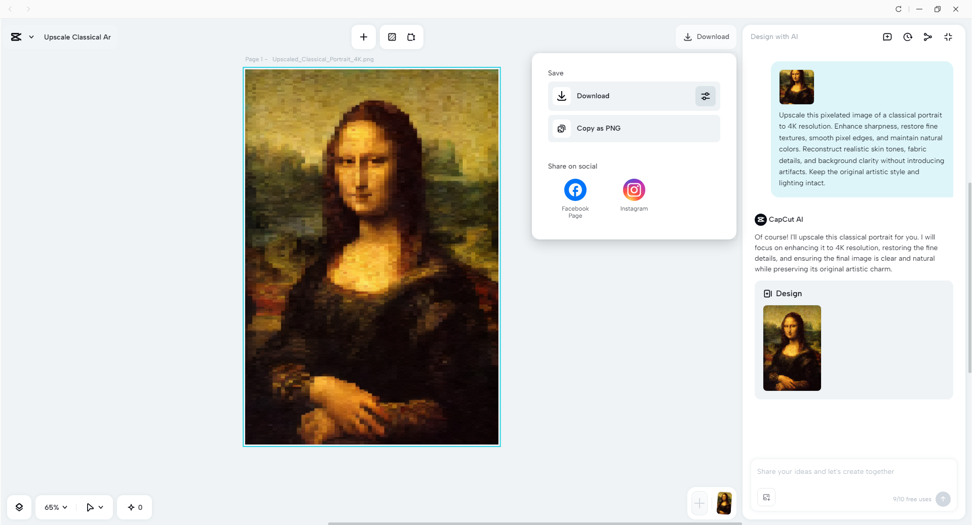 Export your final image