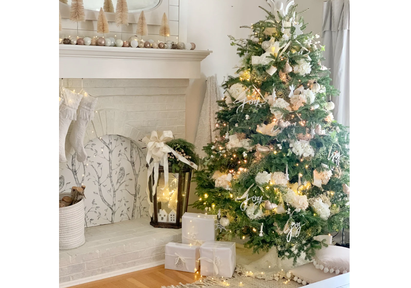 Glowing decorated Christmas tree