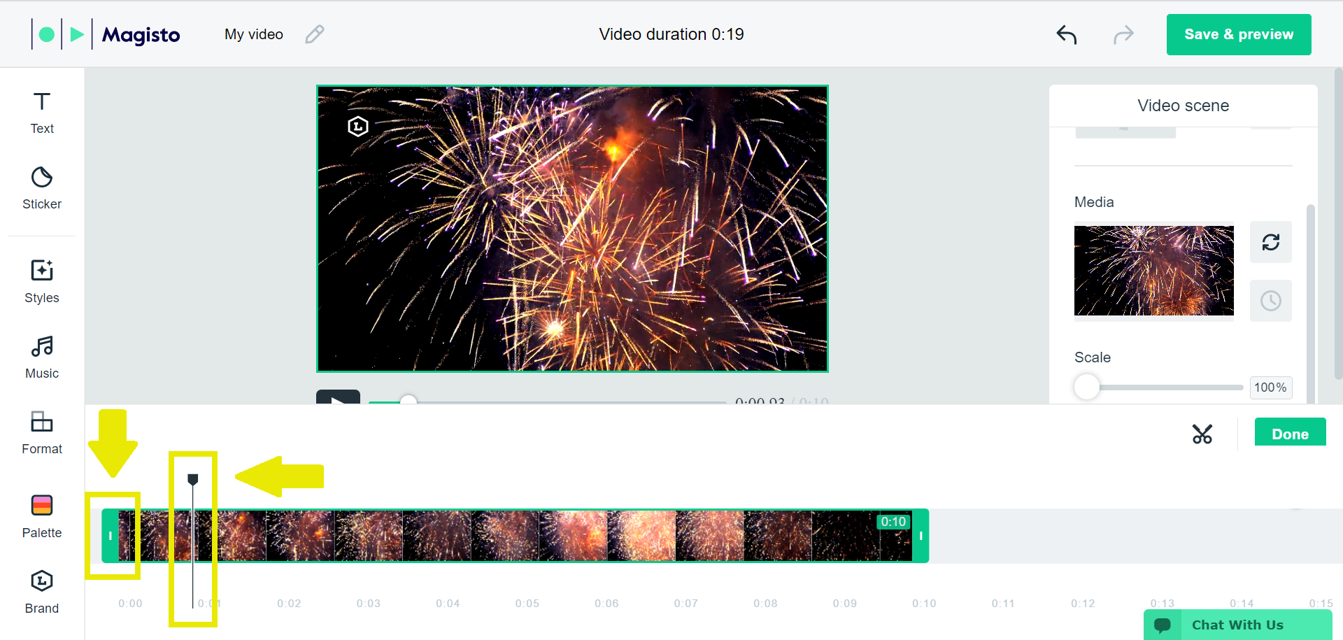 Interface of Magisto - an easy to use and the best video editor for YouTube