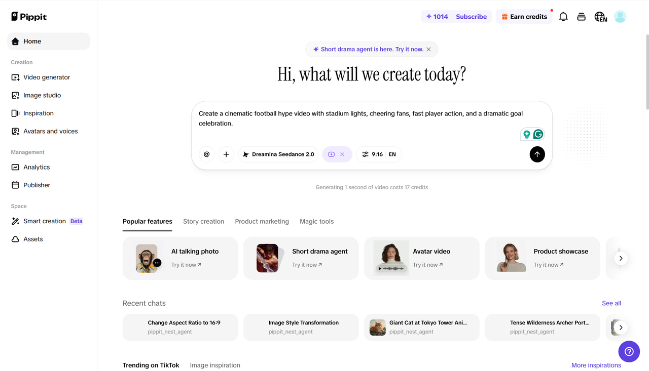 Abra o Gerador de Vídeos e insira um prompt descritivo.