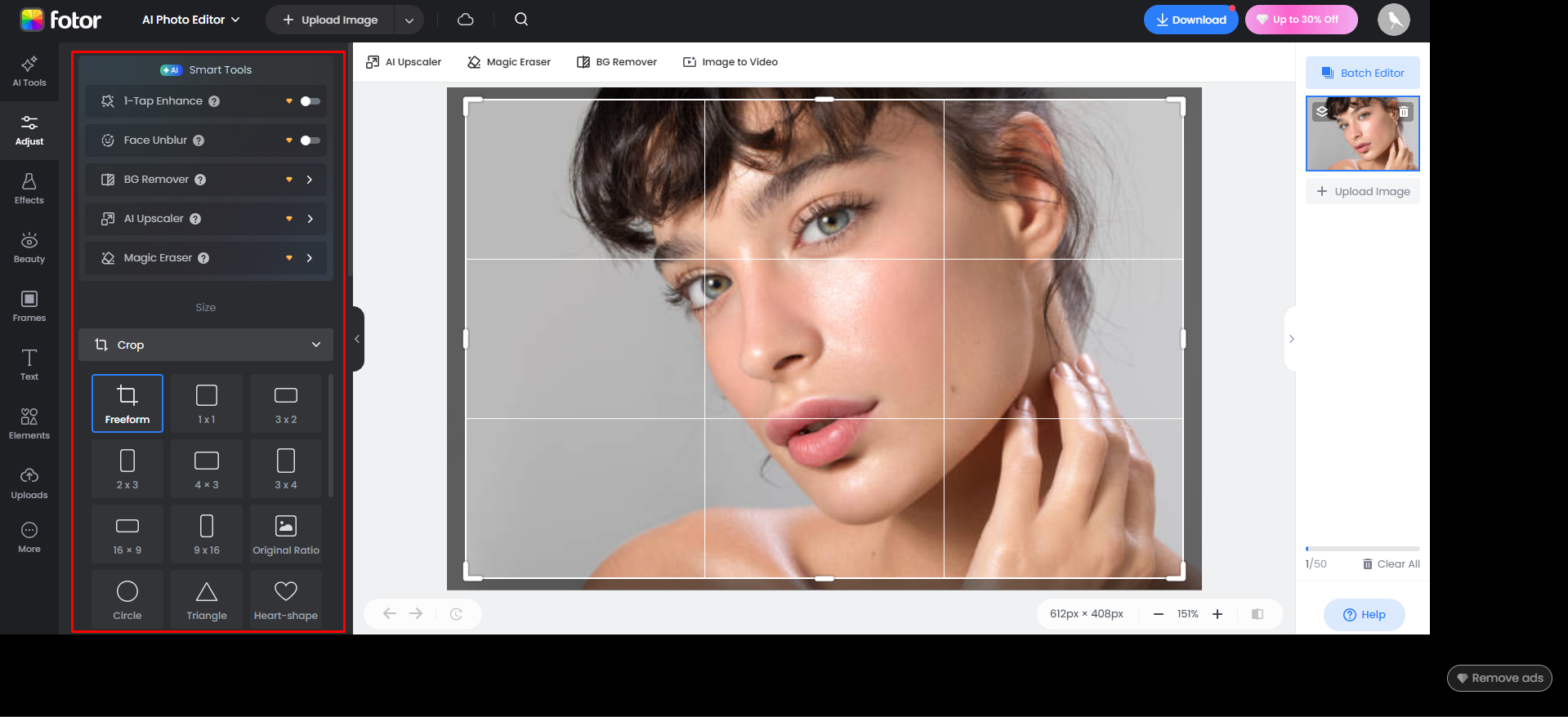 Editing and enhancing the image with Fotor