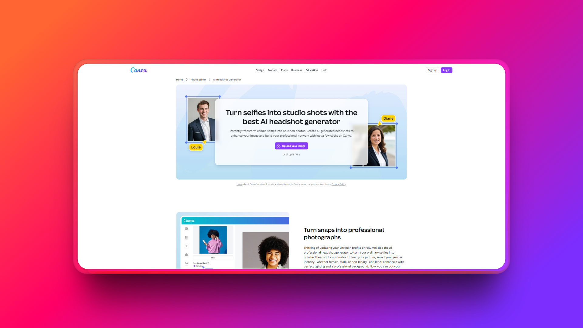 Create AI profile pictures using Canva
