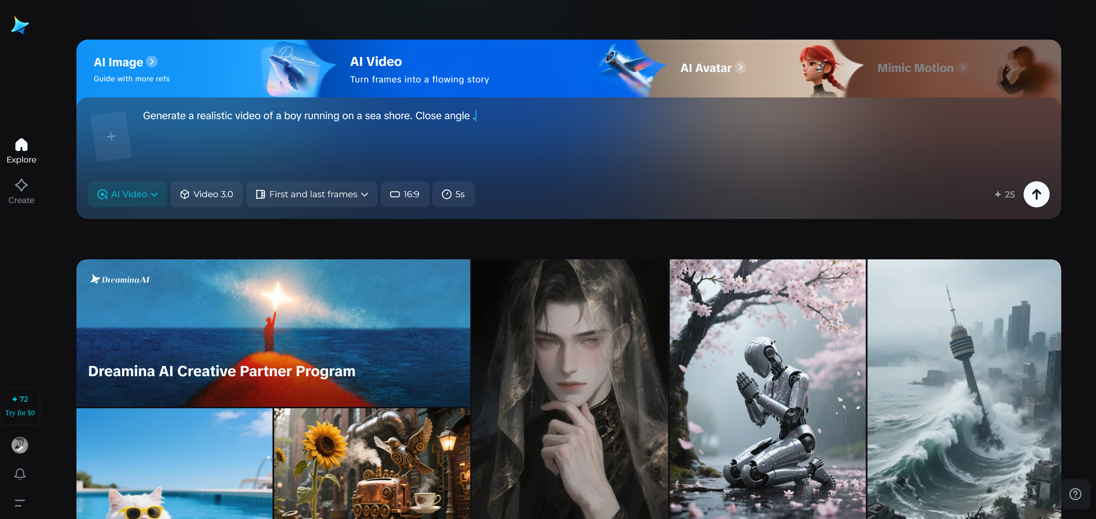 Dreamina AI text to video creator