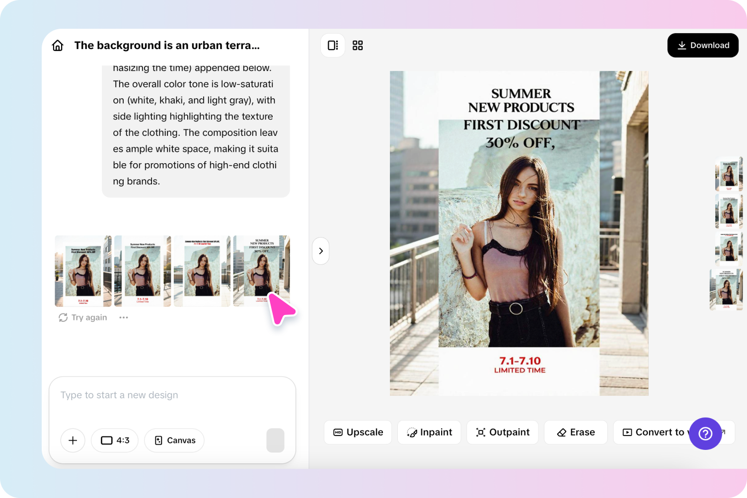 Genera il tuo layout fotografico.