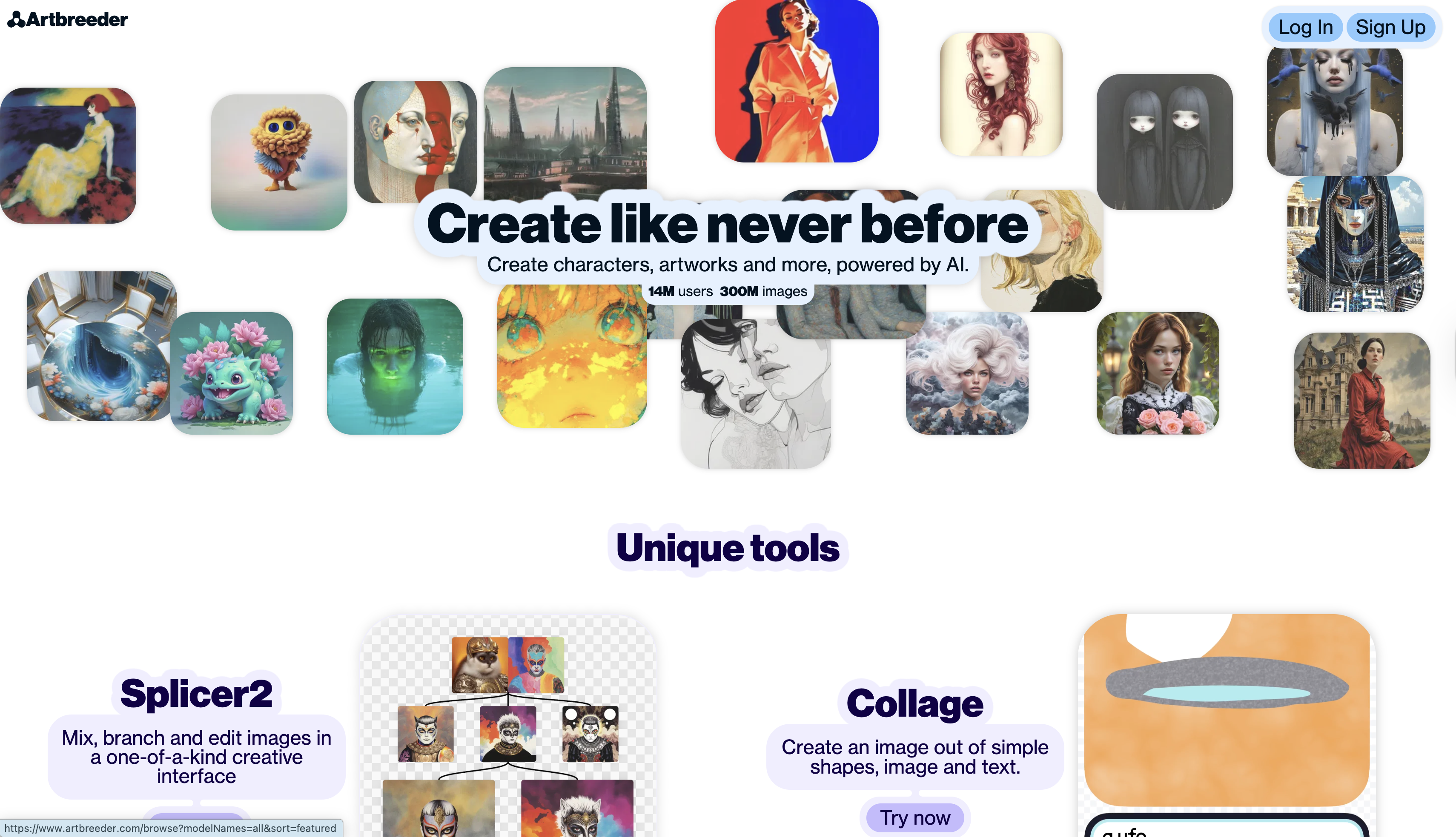Artbreeder interface