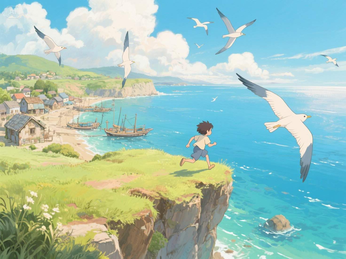 Aventura junto al mar con gratis ghibli ai generador en línea