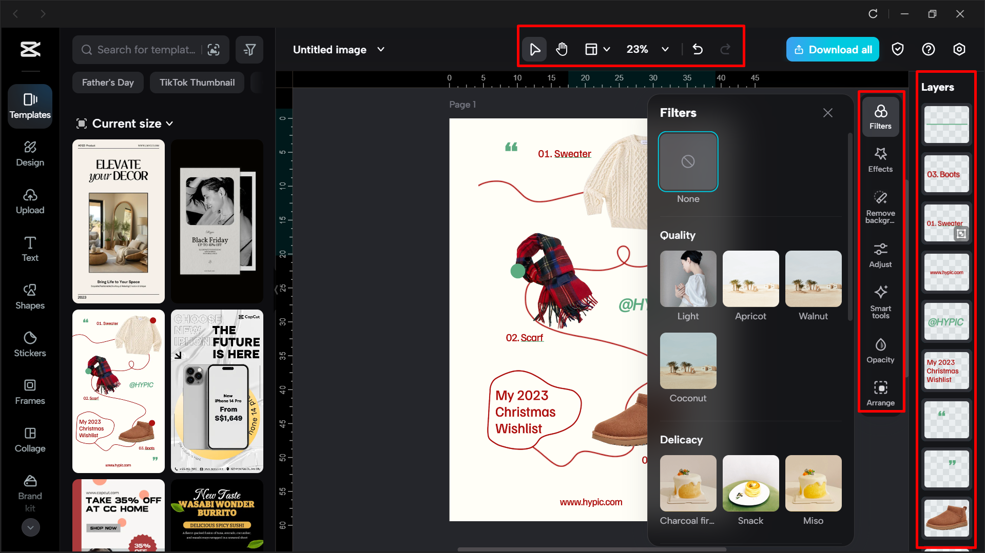 使用CapCut桌面版視頻編輯器中的工具編輯海報模板