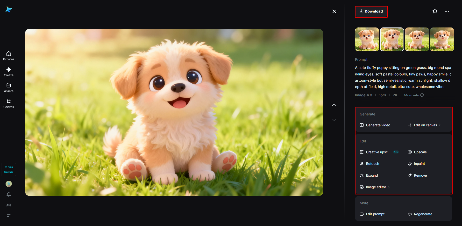 Refine and download the image