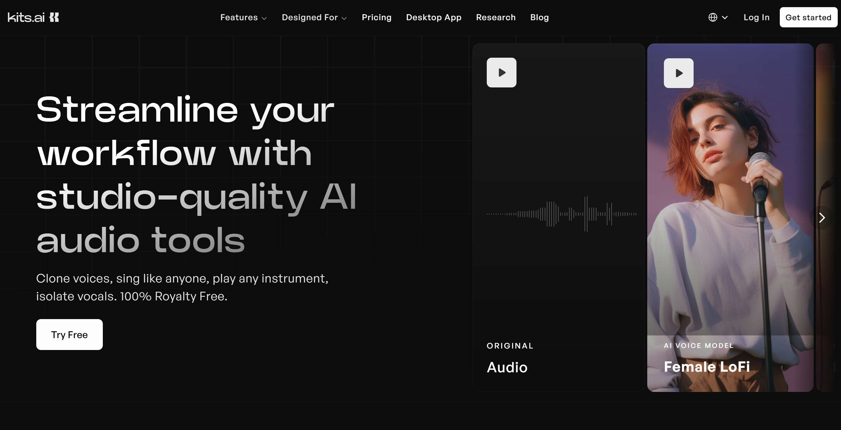 Інтерфейс Kits AI - один із найкращих генераторів співу на базі штучного інтелекту