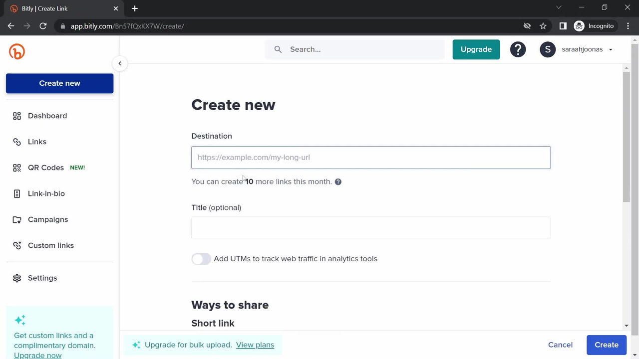 Generating the customizable YouTube subscribe link using Bitly.com