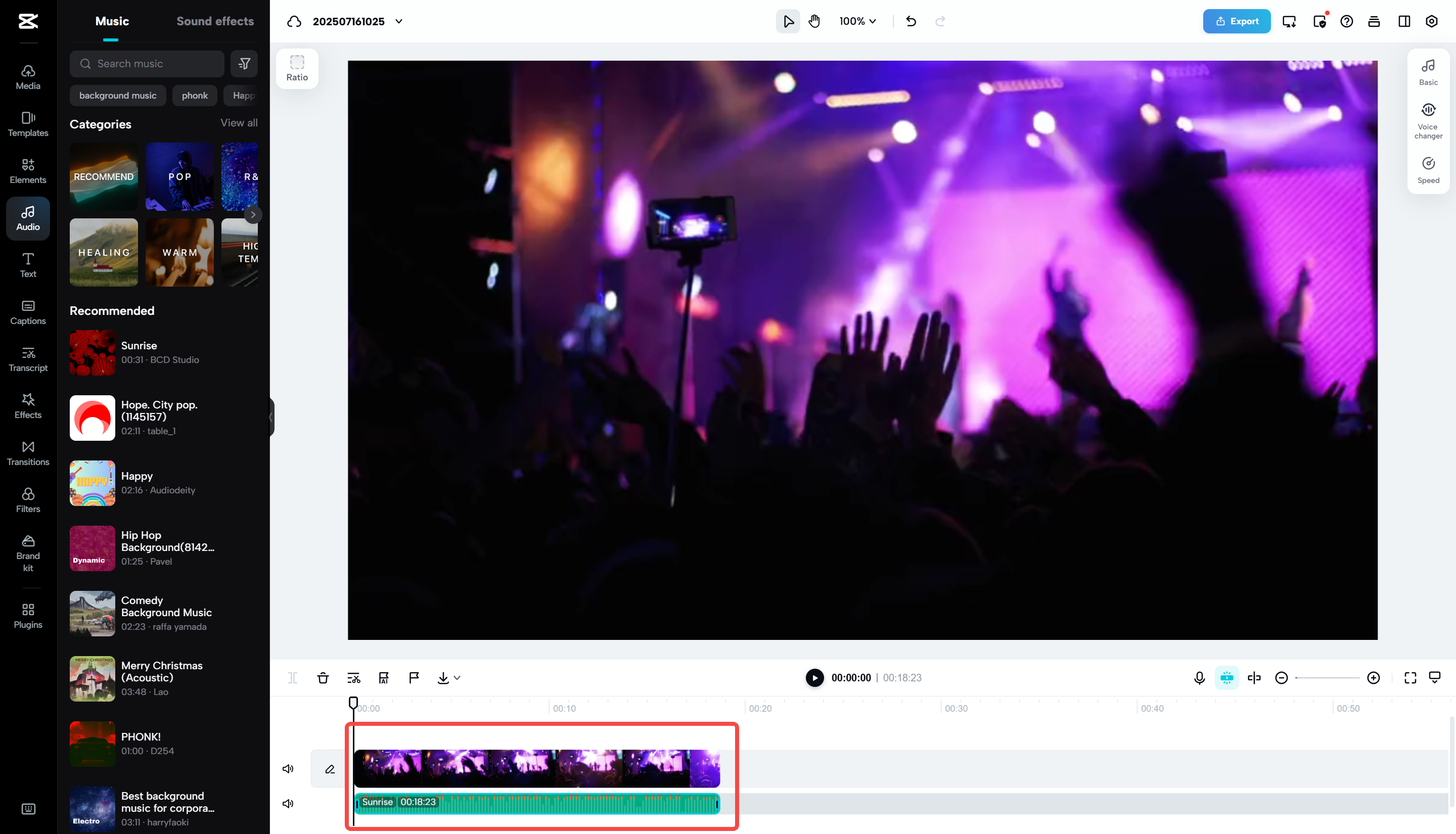 Edit your video and add background music