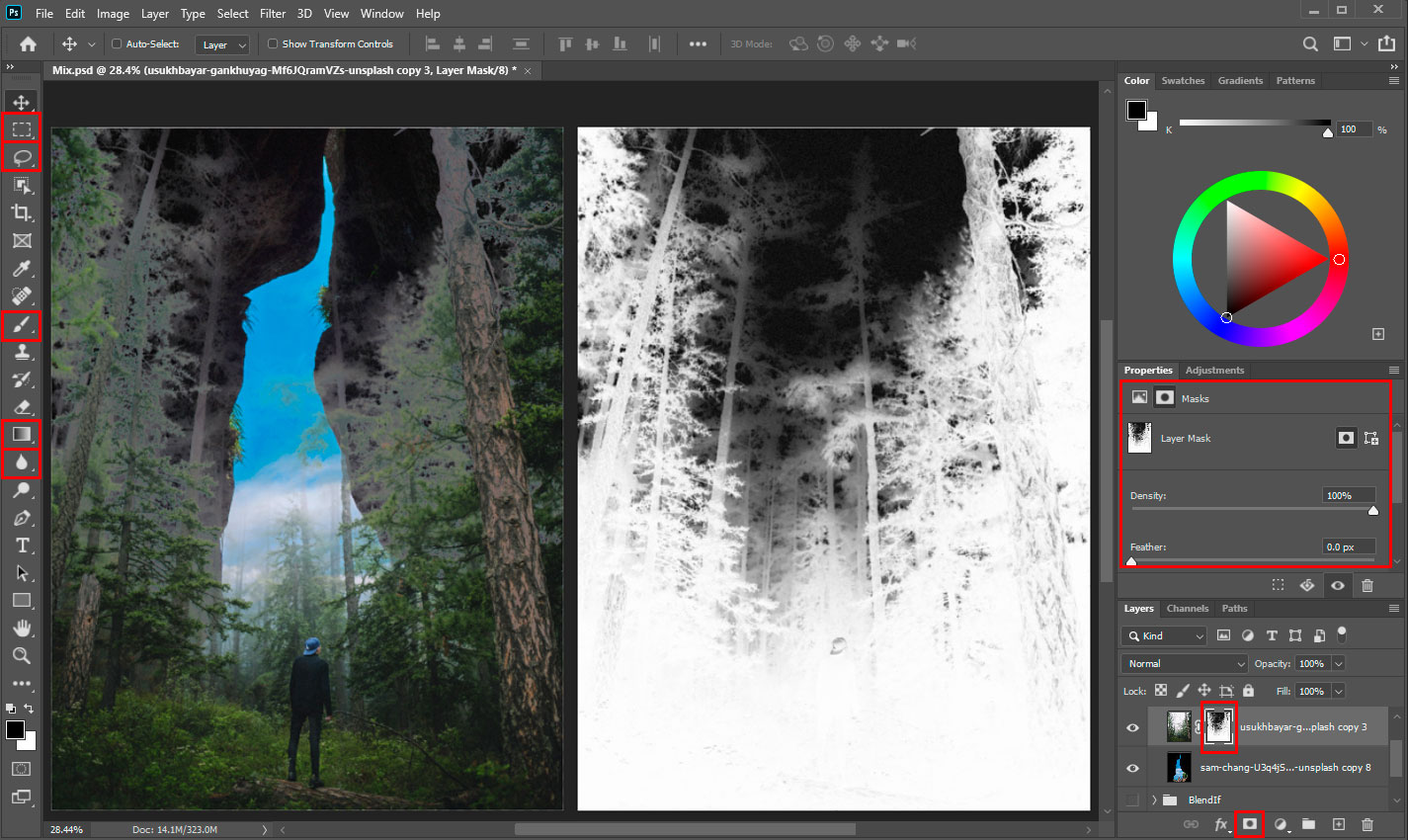 Layer masking in Photoshop
