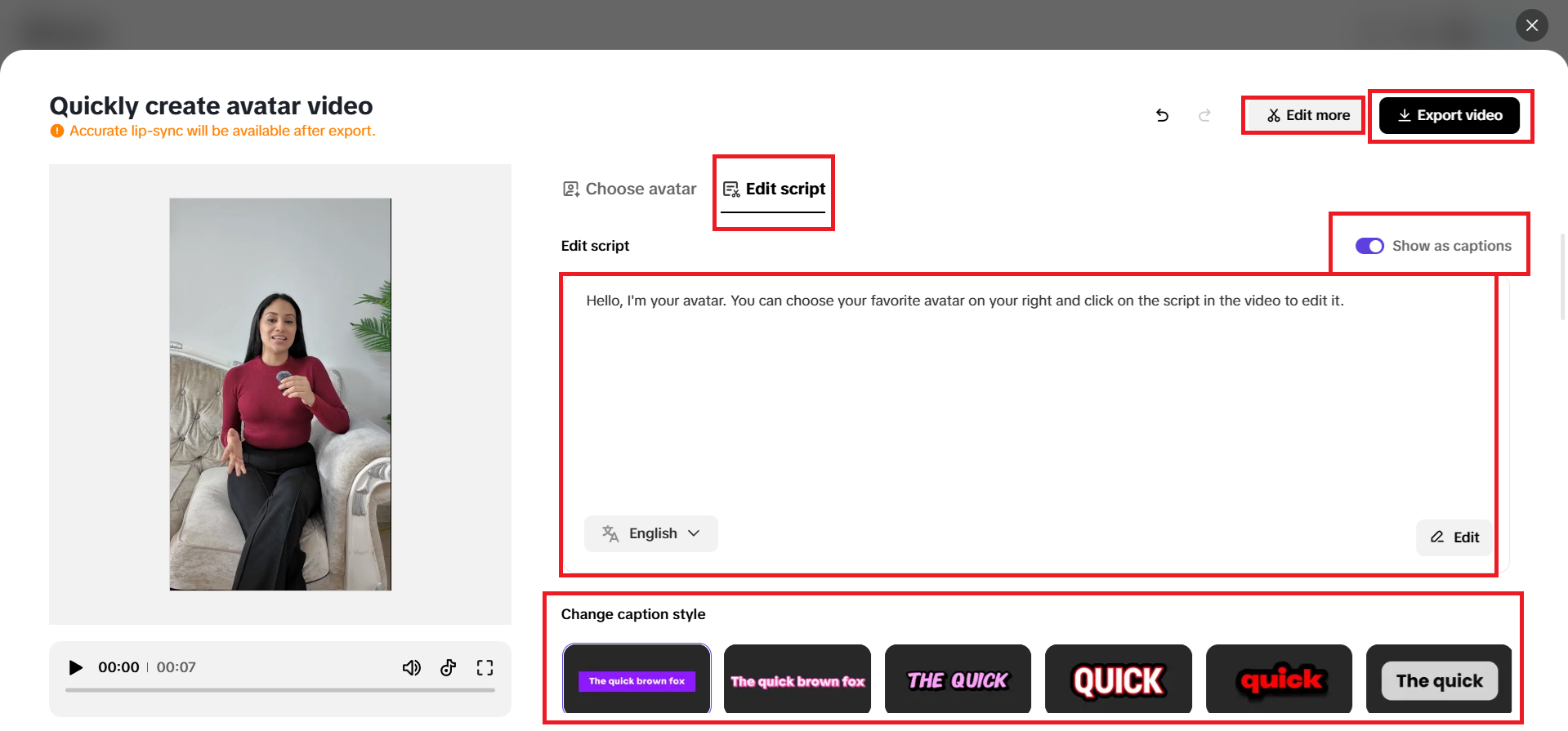 Edit script window