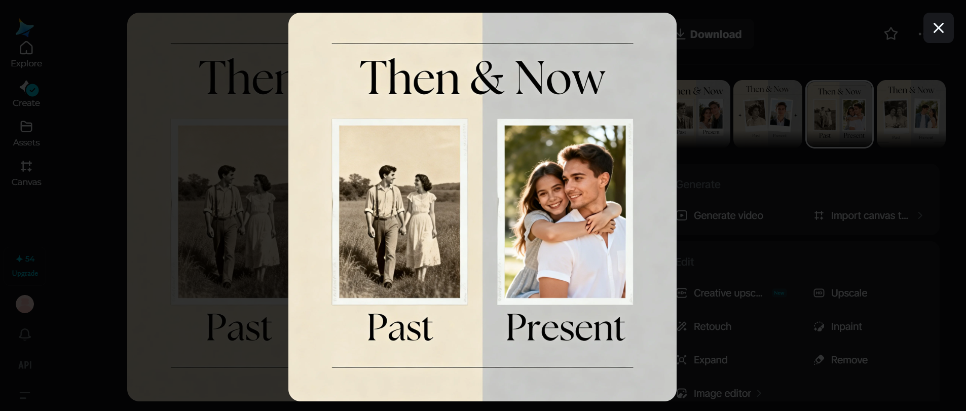 Birthday poster design idea: "Then & now" comparison
